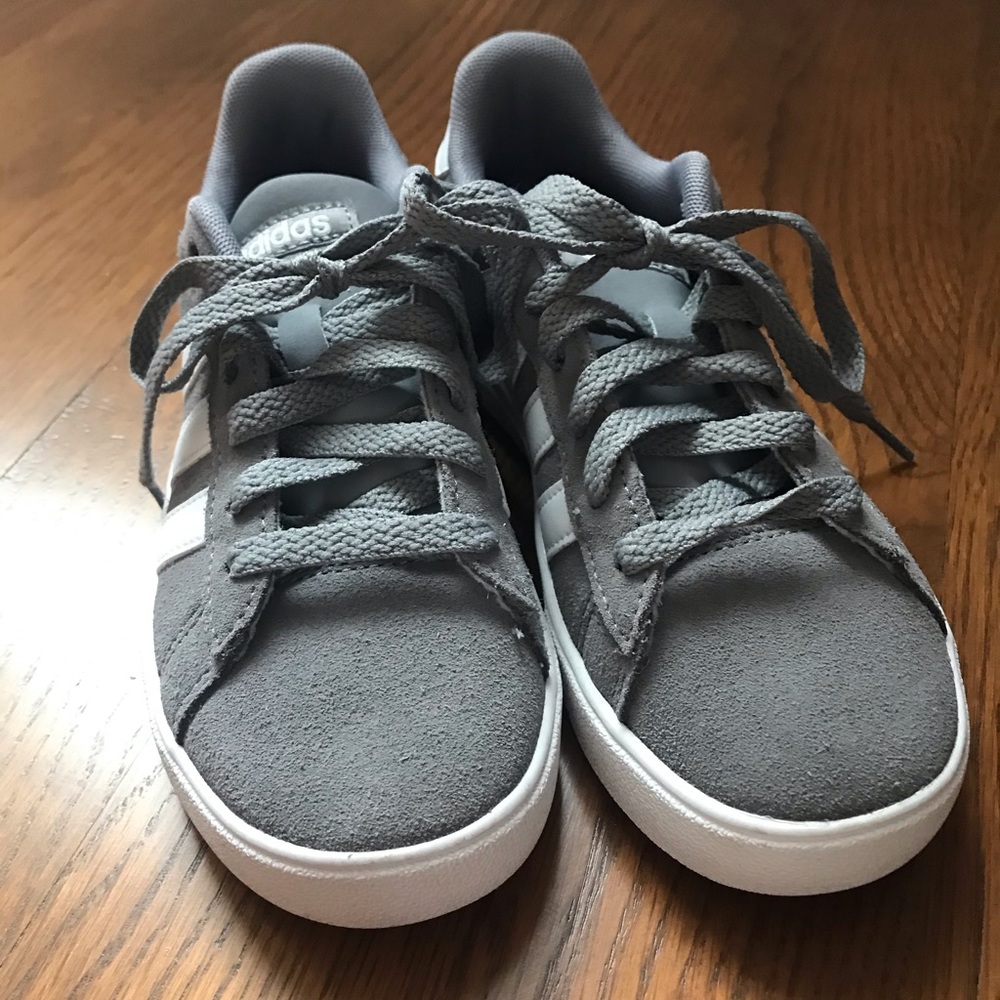 Adidas grey suede tennis shoes